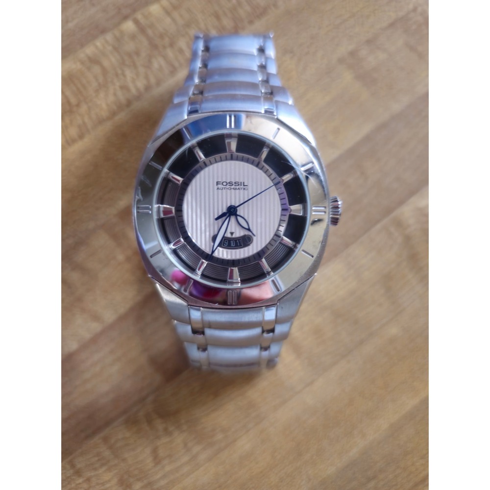 Rare Vintage Fossil Arkitekt FS-4109 Mens Automatic Watch 42mm Stainless Steel